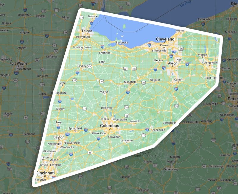 Central States Commercial Roofing: Columbus Service area map