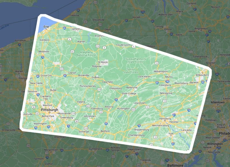 Central States Commercial Roofing: Meadville Service area map